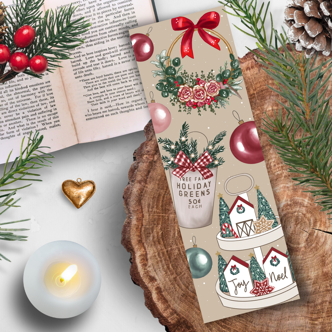 Marque-Page Lectures de Noël "Couronne de Noël"