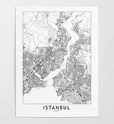 Istanbul city map art print designed by multipliCITY. A clean, simple, modern art map of Istanbul, Turkey.