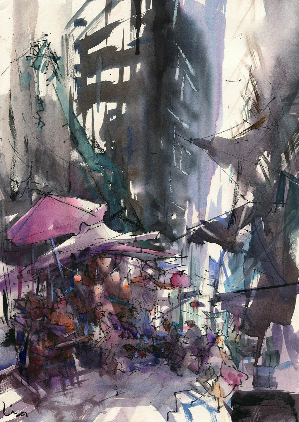 Hong Kong original painting. The Day A Change Swept Through by Lisa Huang