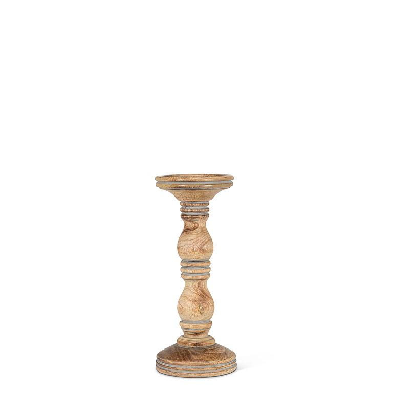 Thumbnail: Medium Turned Pillar Candle holder -Brown