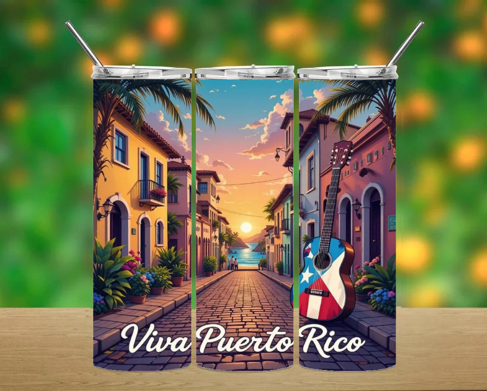 Puerto Rico Tumbler Cups W/ Lid, Individually Box