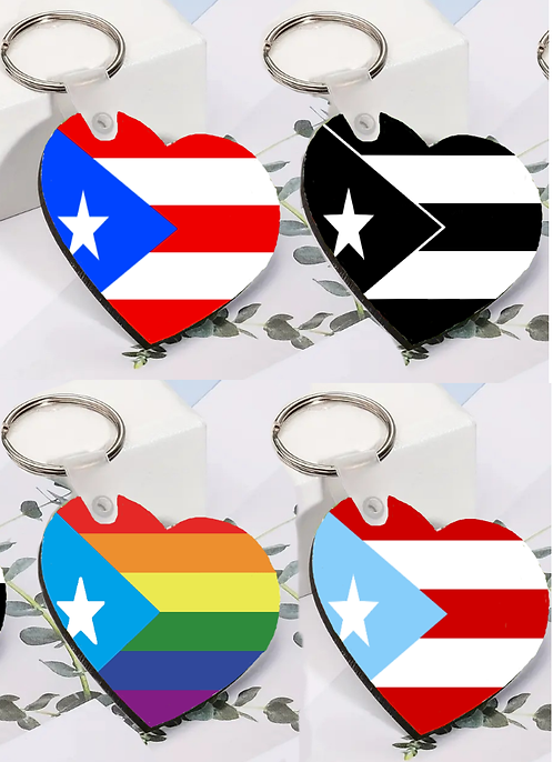 Pr Key Chain Puerto Rico Flag Heart keychain | PR Souvenirs