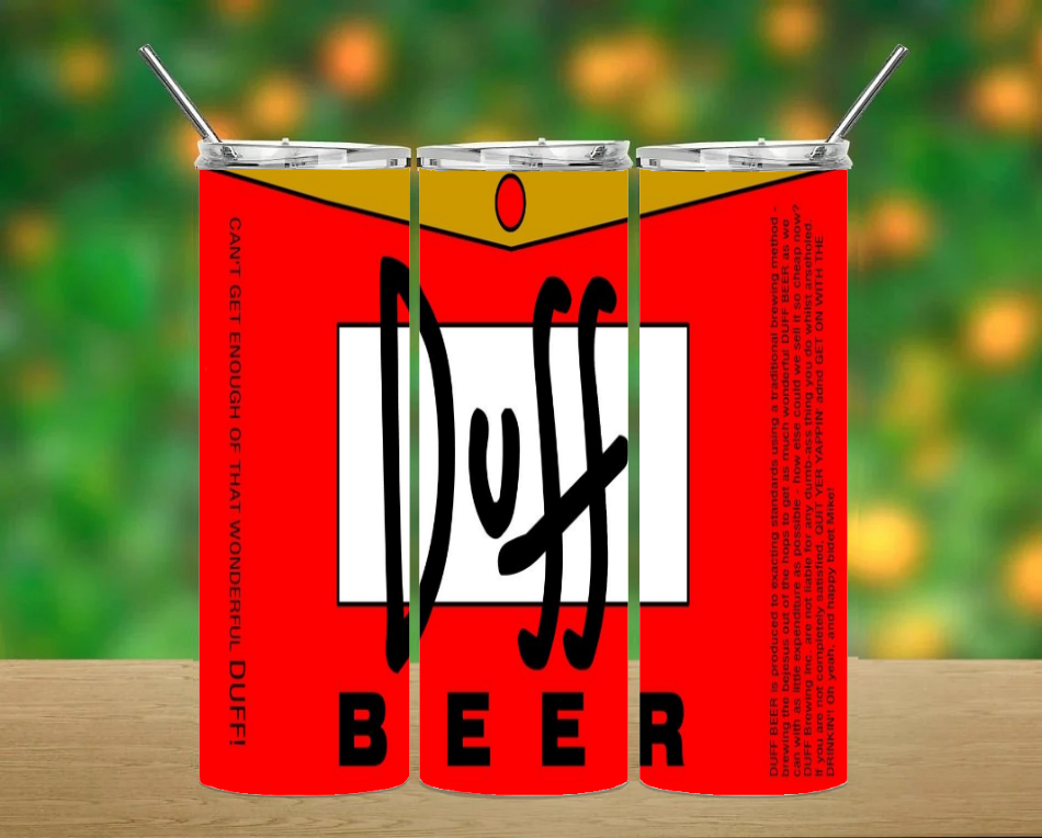 Duff Beer Tumbler Cups W/ Lid, Individually Box