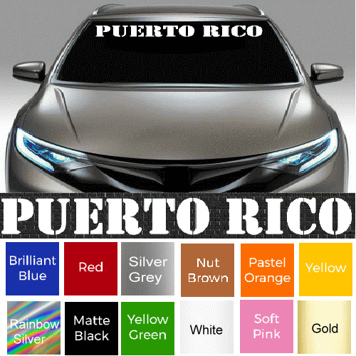 Puerto Rico Text Windshield Banner Vinyl Decal Sticker
