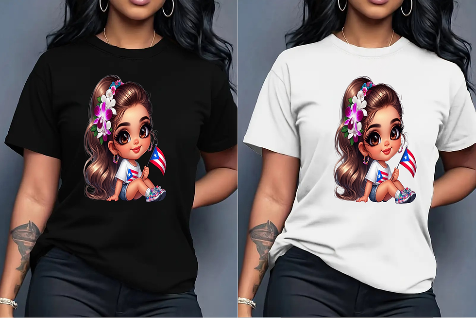 Puerto Rico Flag & Chibi Girl T-Shirt