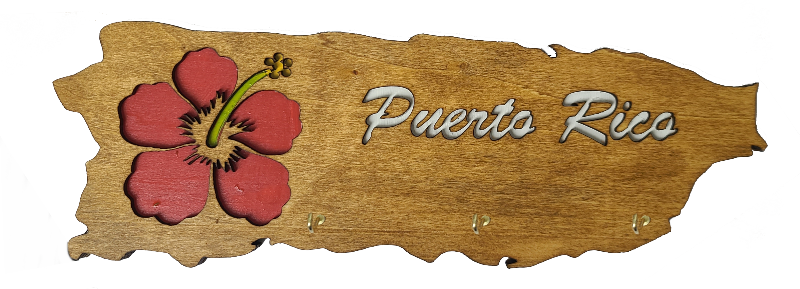 Thumbnail: Puerto Rico Island & Amapola Wooden plate to attach the keys