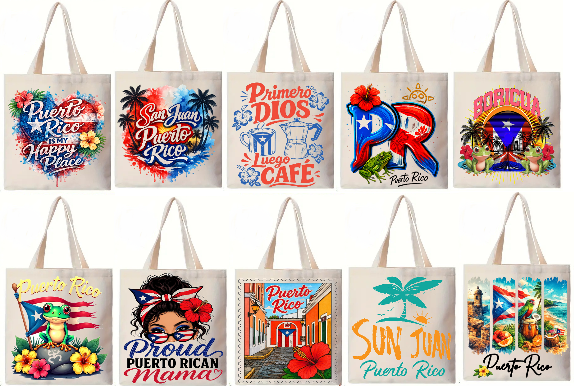 Puerto Rico Canva Tote Bag - 12 x 14 inch