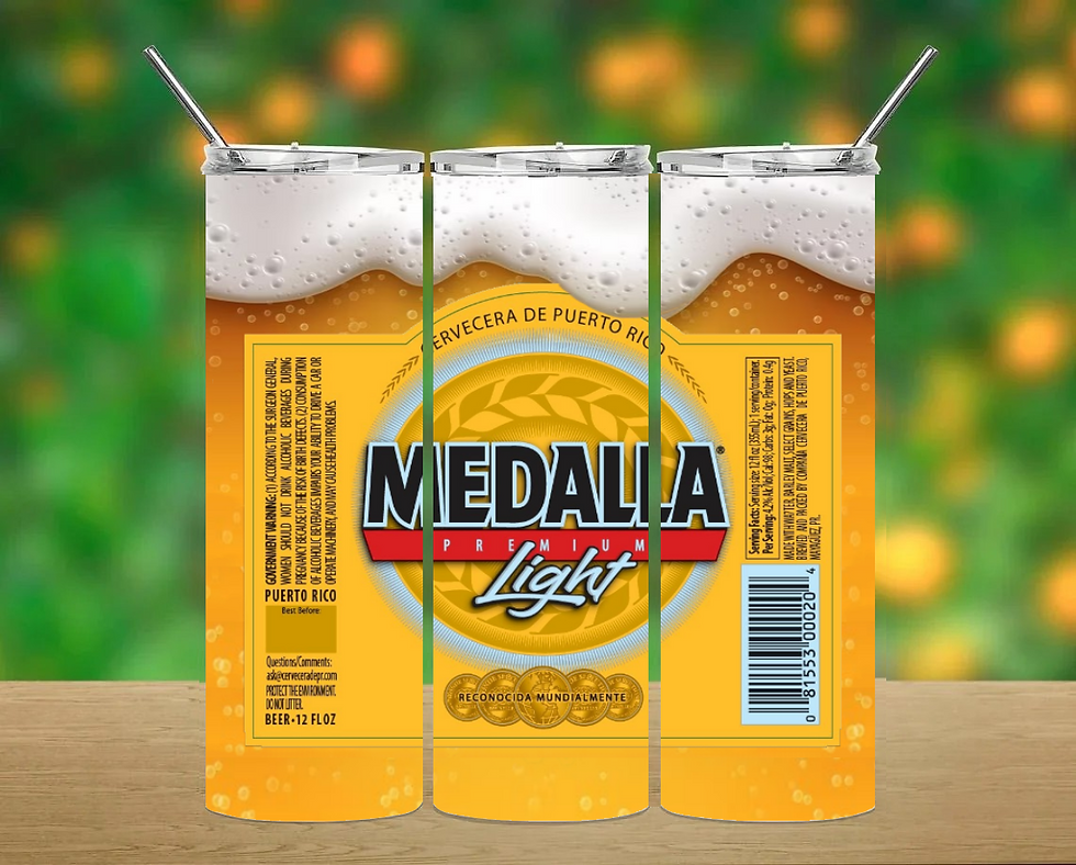 Medalla Light Tumbler Cups W/ Lid, Individually Box