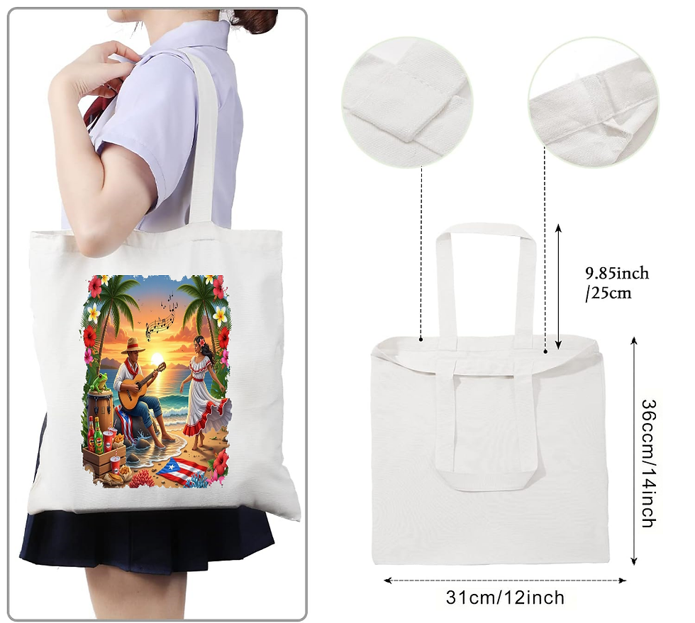 Thumbnail: Puerto Rico White Canva Tote Bag - 12 x 14 inch