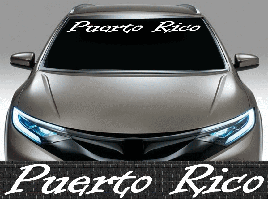 Thumbnail: Puerto Rico Text Windshield Banner Vinyl Decal Sticker