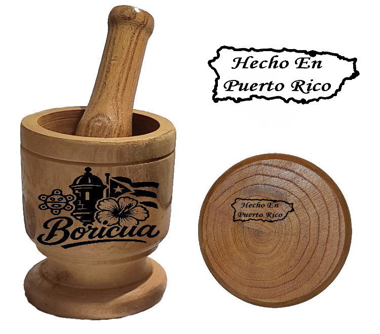 Puerto Rico Small Size Wood Mortar & Pestle - Pilon Madera