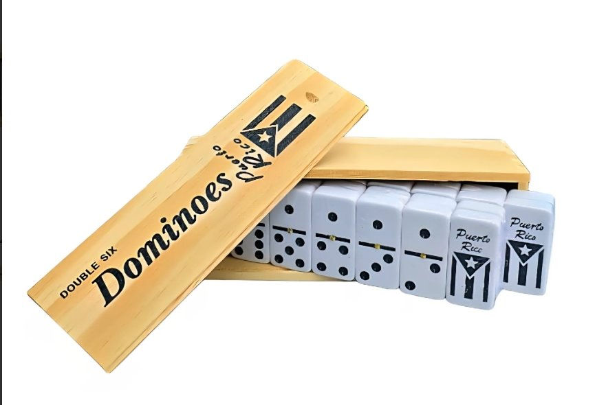 Professional Size Puerto Rico Black Flag Double Six Dominos