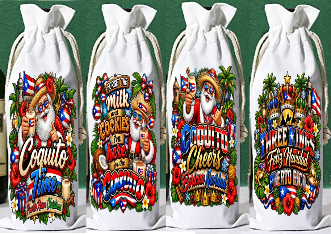 Christmas Canvas Carry Bottle Bag