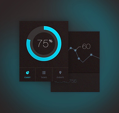 Vibrant blue and black data screen