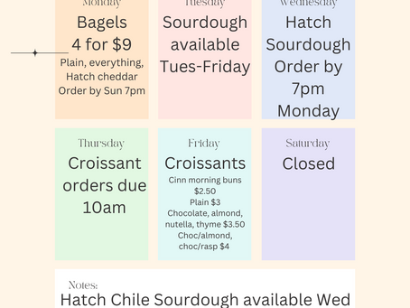 Weekly Baking Schedules