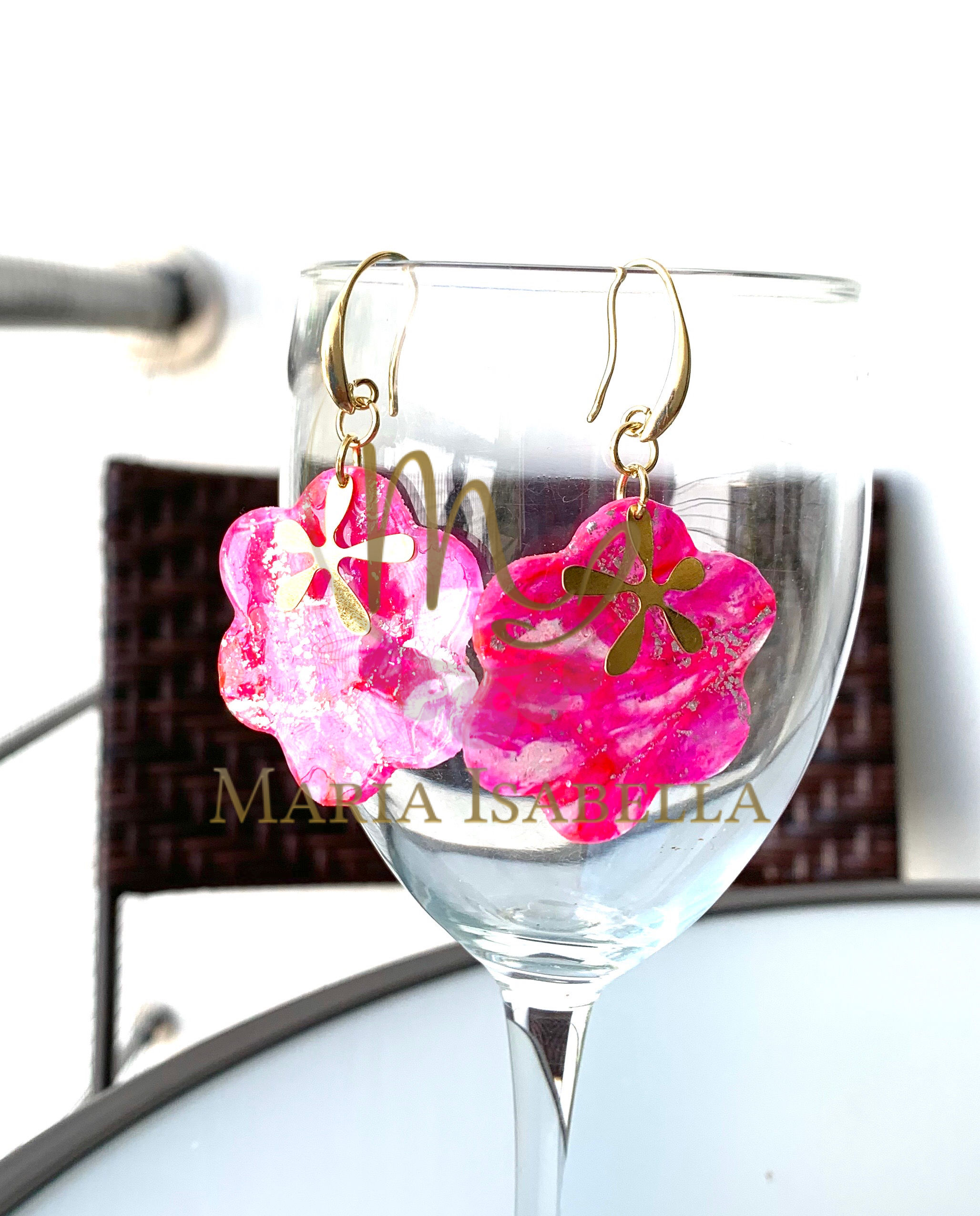 Arete flores rosa mexicano