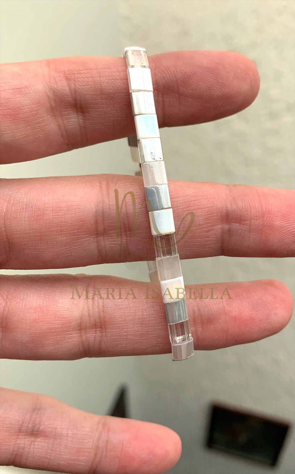 Pulsera de perlas japonesas paleta de blancos