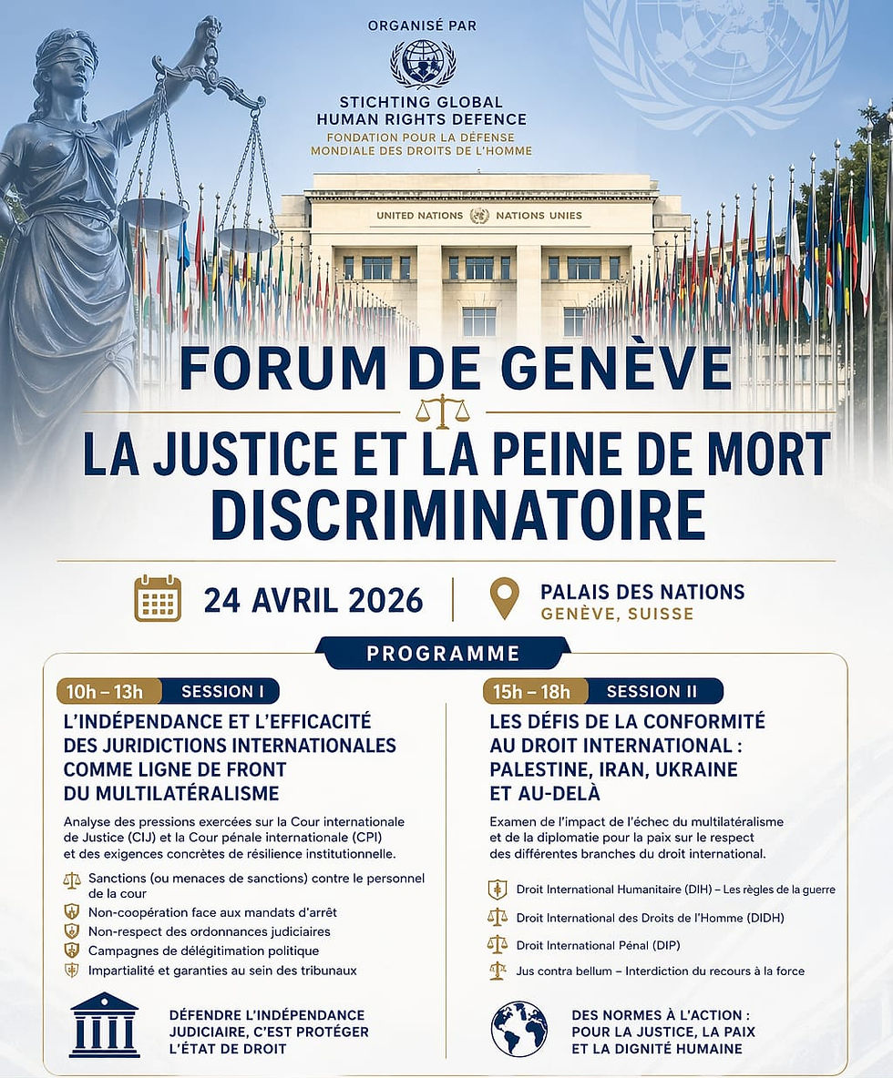 Forum de Genève : Justice et peine de mort discriminatoire : l’OMSAC engagée au Forum sur la justice et la peine de mort discriminatoire