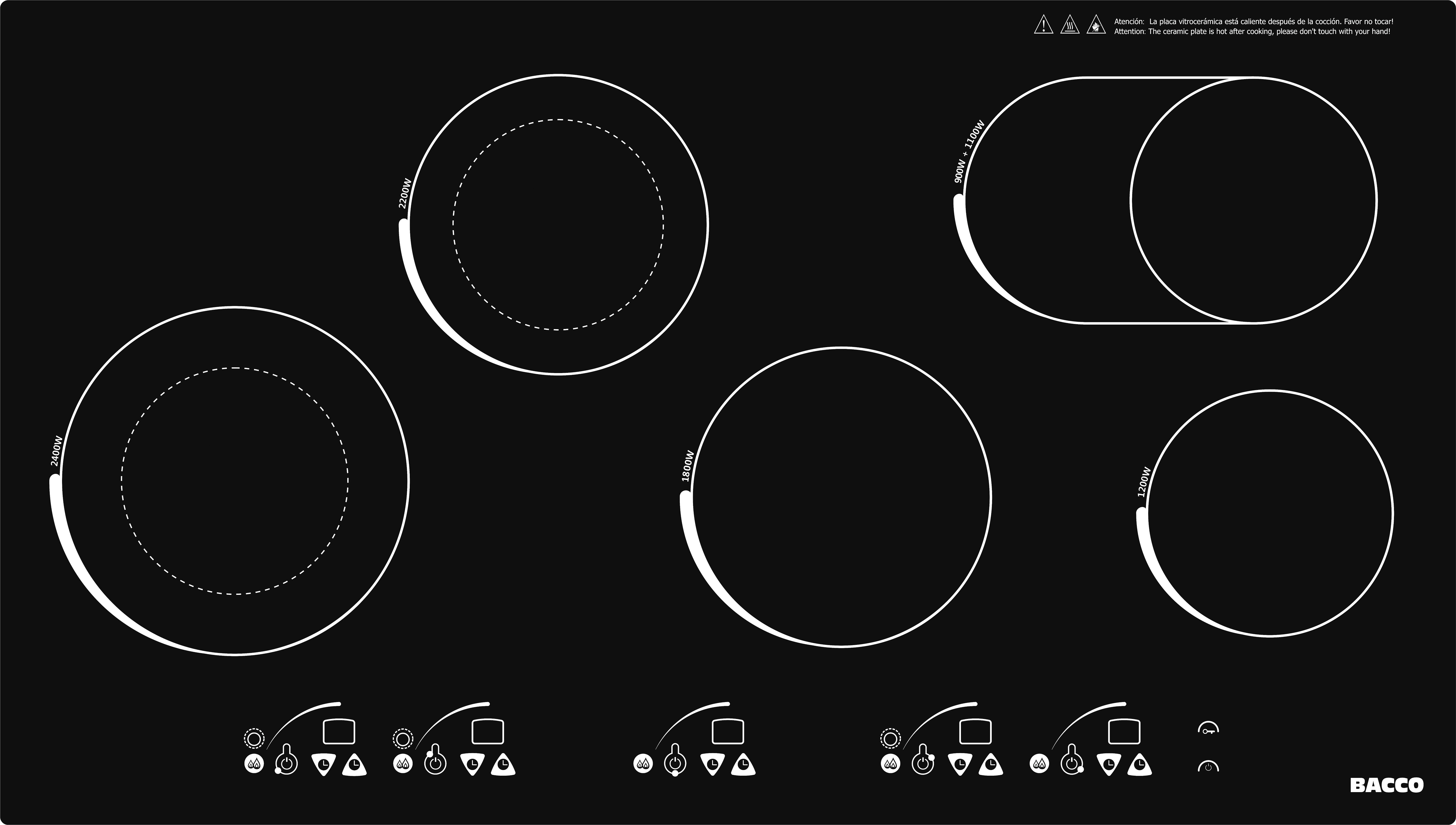 TOPE VITROCERÁMICO DIGITAL 90CM. BTCV-90DS