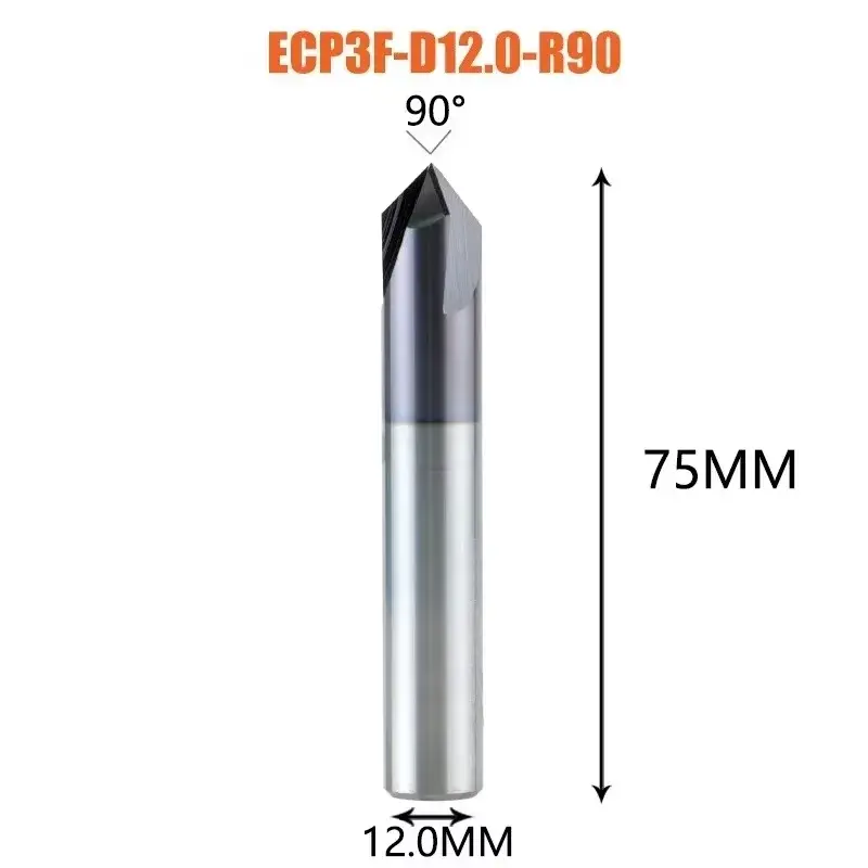 Thumbnail: 1PC CNC Carbide Chamfering Milling Cutter 60 90 120 Degree Coated 3 Flutes