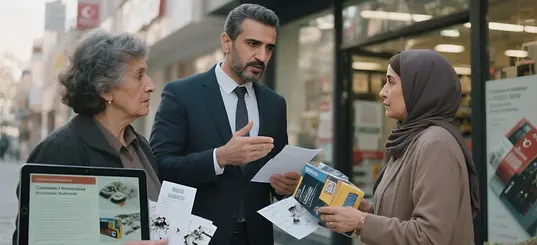 Ürün iade uyuşmazlıkları: Avukat müşteriyle iade fişlerini incelerken fotoğraflarla tüketici hakları koruma – 2025 tüketici avukatı ile adil tüketici hukuku çözümü.