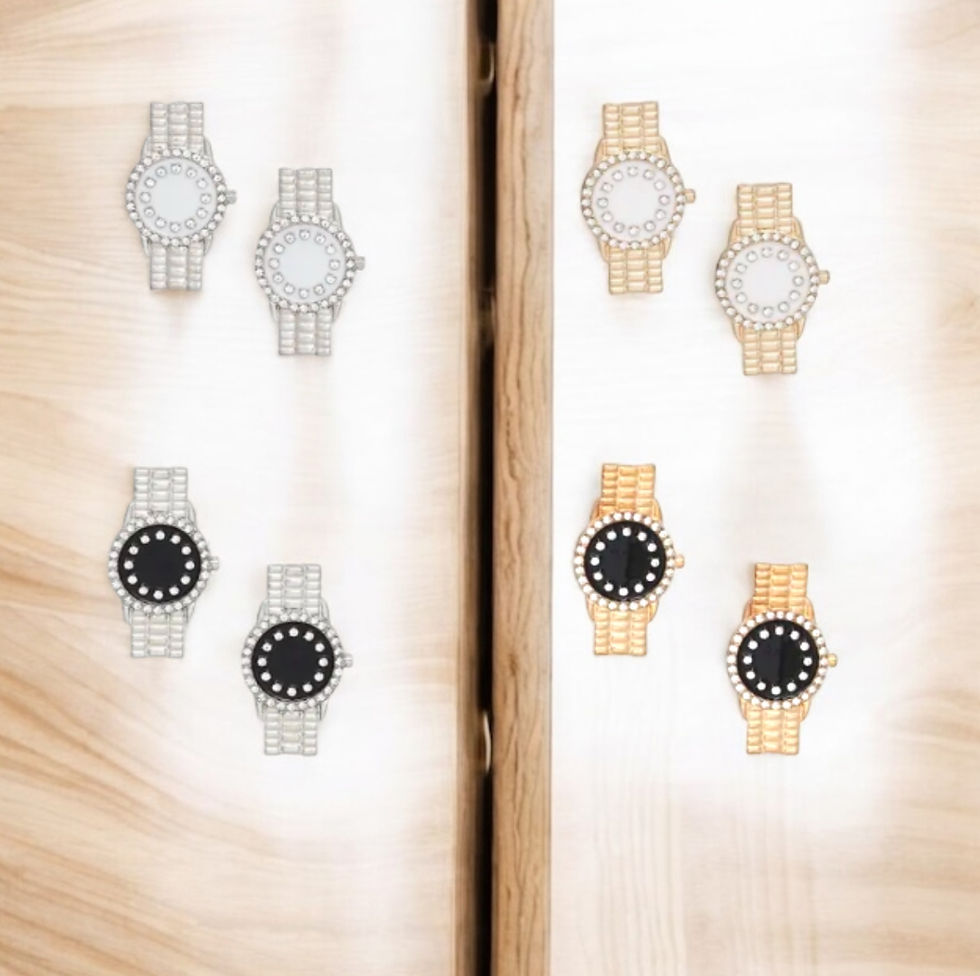 Thumbnail: DABC Iced-Watch Stud Earrings