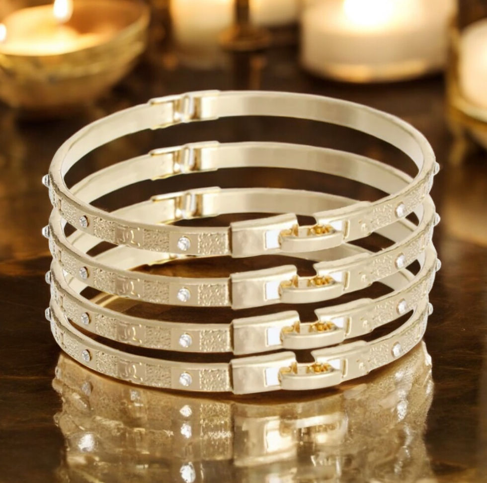 Thumbnail: DABC Gold CC Engraved Bangle Bracelet 