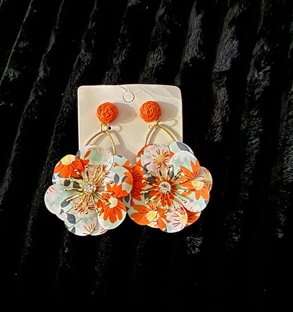 Thumbnail: DABC Soft Floral Fabric Design Earrings