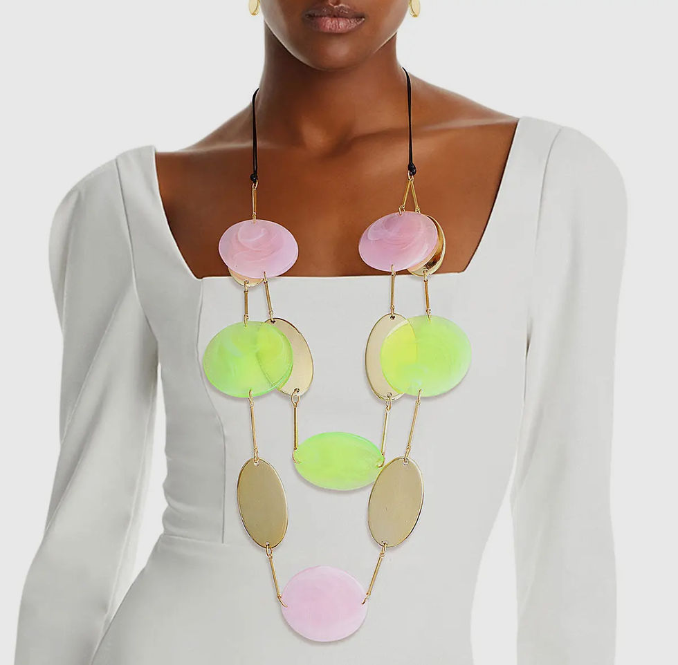 Thumbnail: DABC “The Shantel” Pink & Green Disc Necklace