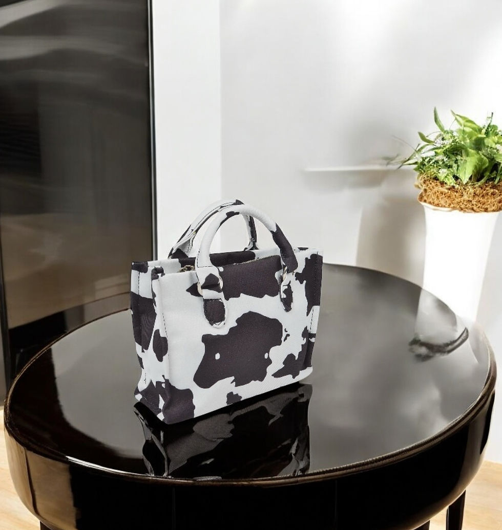 Thumbnail: DABC Chic Cow Print Medium Tote Bag