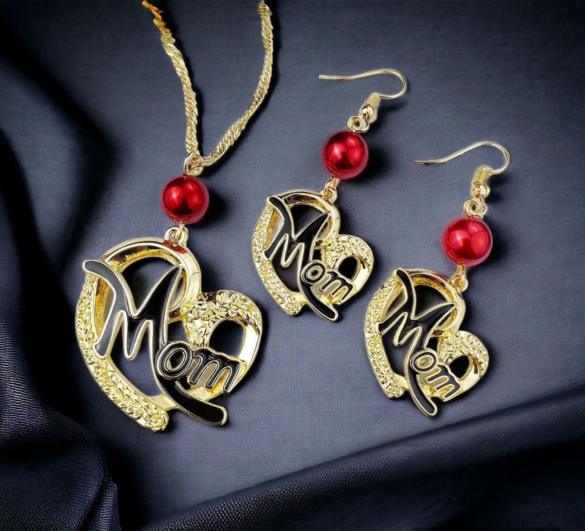 DABC Gold Color Mom Necklace Set