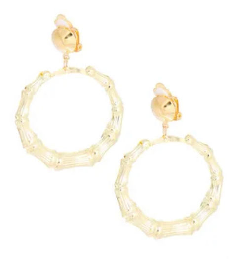 Thumbnail: DABC Gold Round Bamboo Clip Ons