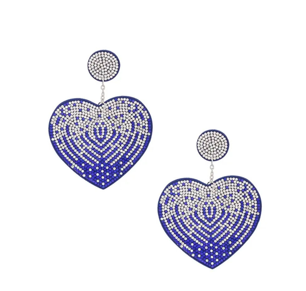 Thumbnail: DABC Sparkling Love Heart Dangle Earrings