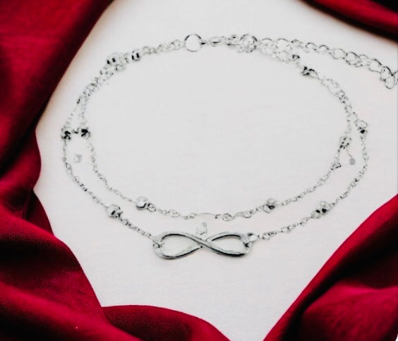 Thumbnail: DABC Beads, Pearls, with Infinity Symbol Anklet  