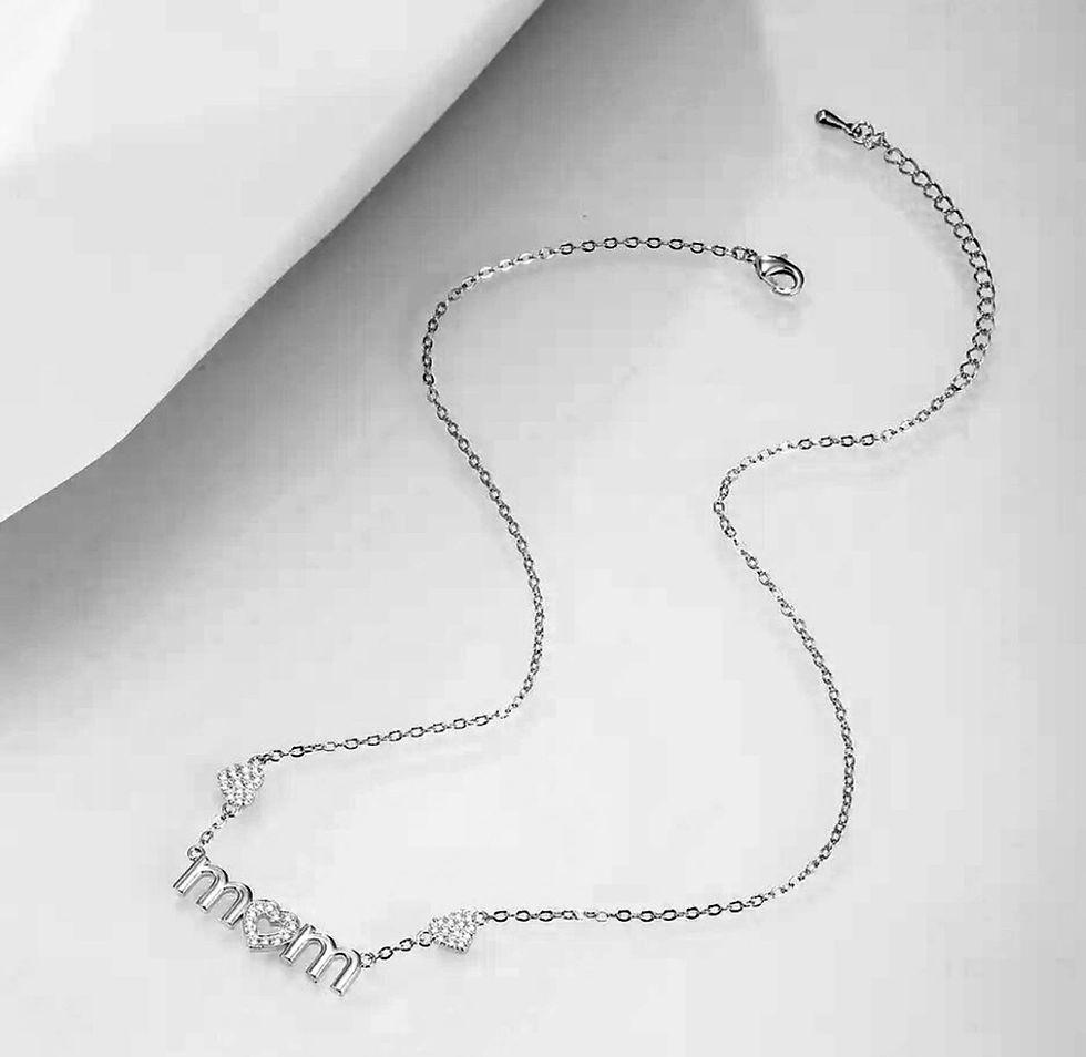 Thumbnail: DABC CZ  Heart Mom Necklace