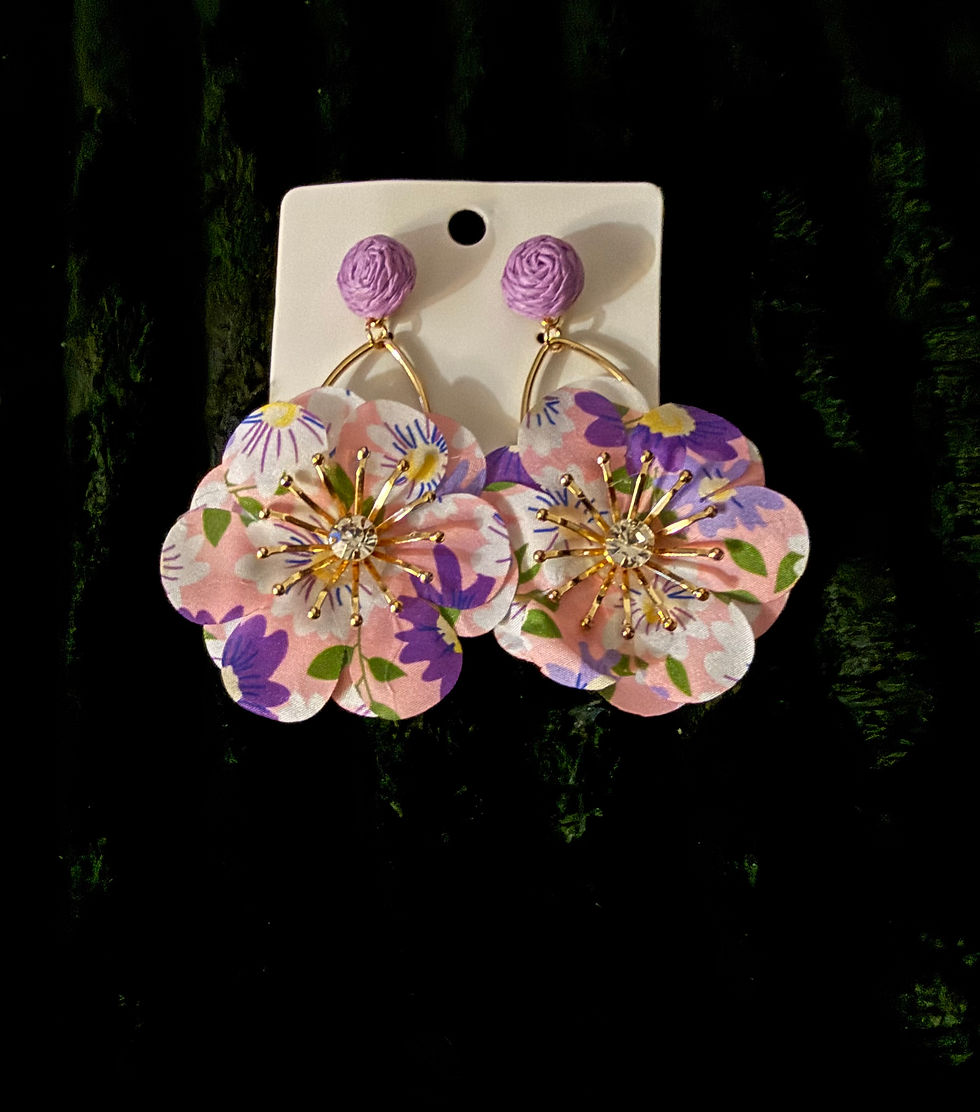 Thumbnail: DABC Soft Floral Fabric Design Earrings