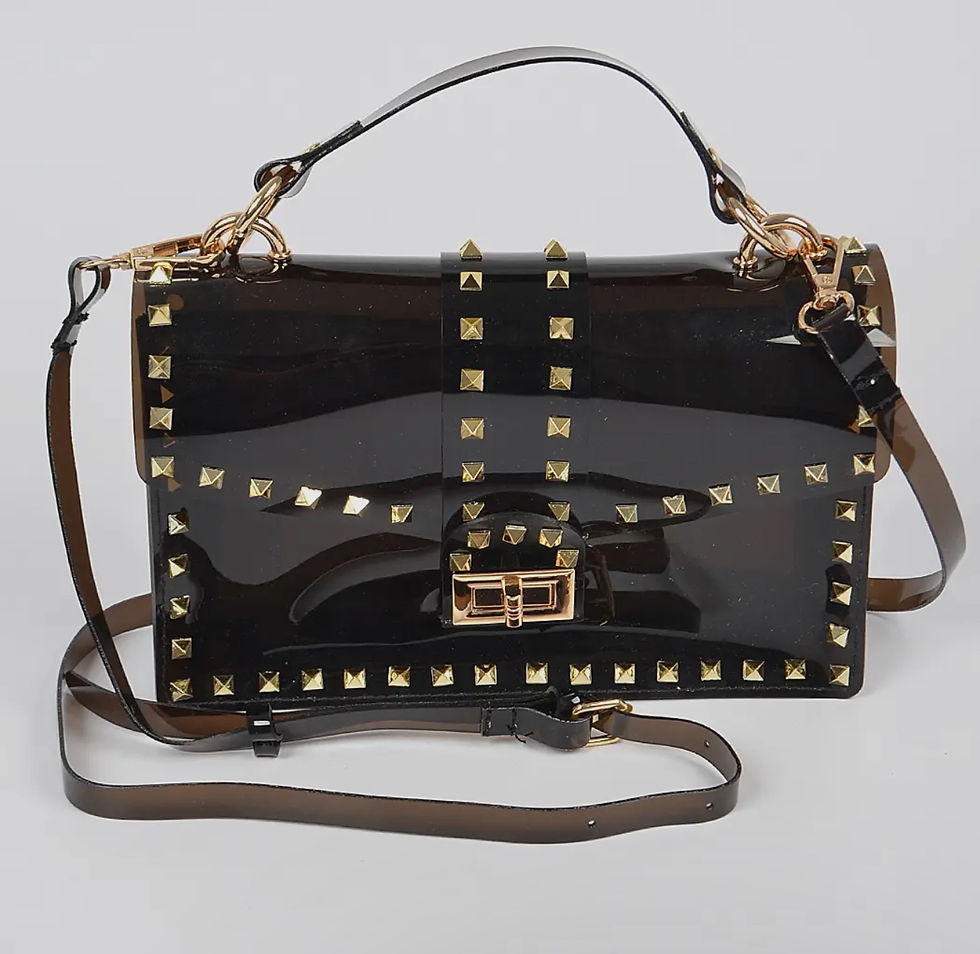 Thumbnail: DABC Colorful Gold Studded Transparent Clutch