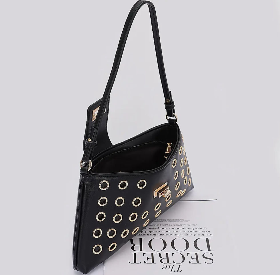 Thumbnail: DABC “Chic Noir” Eyelet Studded Shoulder Bag