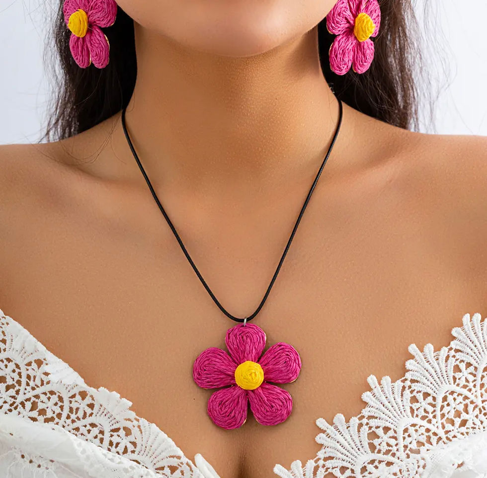 Thumbnail: DABC Flower Weave Necklace Set