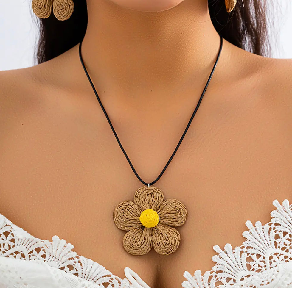 Thumbnail: DABC Flower Weave Necklace Set