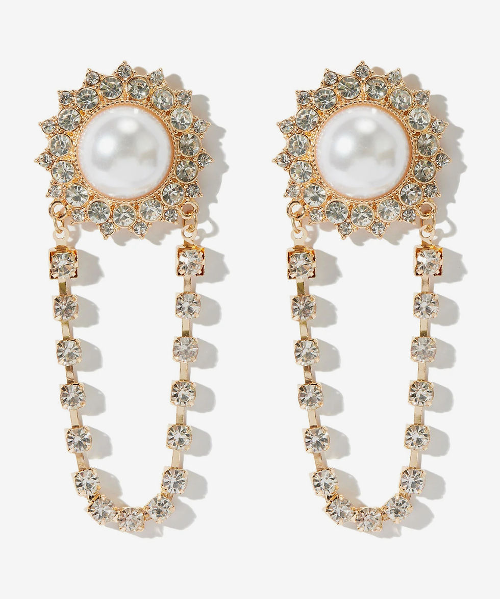 Thumbnail: DABC Gold Pearl  Rhinestone Earrings