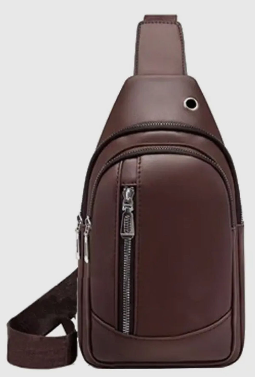 Thumbnail: DABC Triple Zipper Faux Leather Shoulder Bag