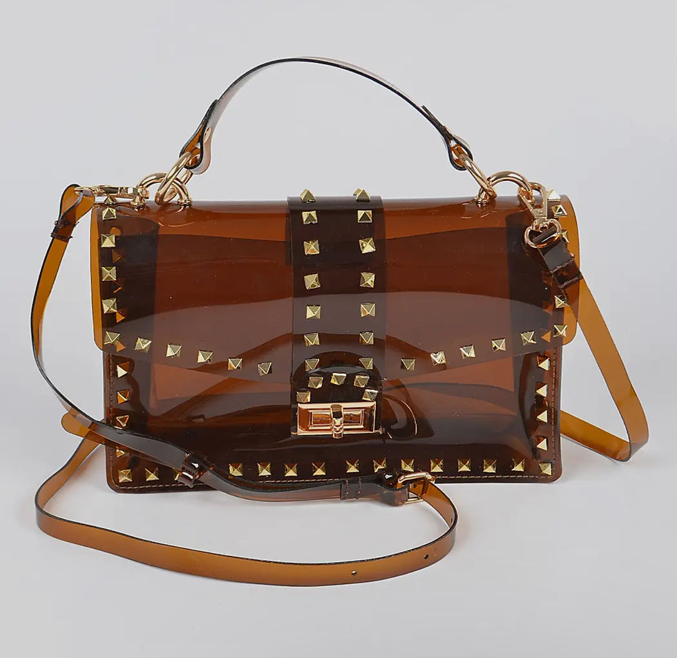 Thumbnail: DABC Colorful Gold Studded Transparent Clutch