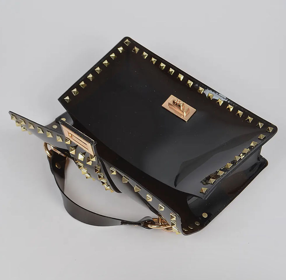 Thumbnail: DABC Colorful Gold Studded Transparent Clutch