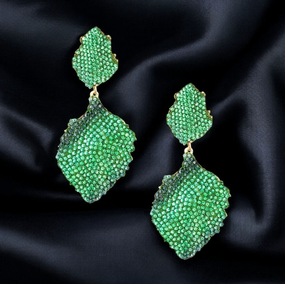 Thumbnail: DABC Drop Opulence Pave Stone Petal Earrings
