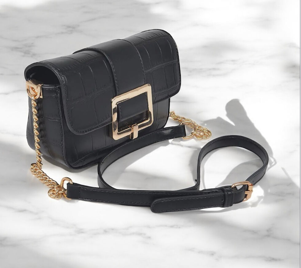 Thumbnail: DABC Small Faux Leather Buckle Chic Crossbody