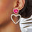 Thumbnail: DABC Pink Heart Cutout Gold Earrings
