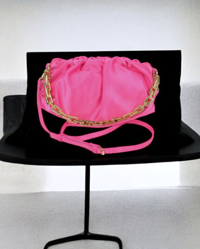 Thumbnail: DABC Satin Cloud-Shaped Gold Chain Clutch Shoulder Handbag