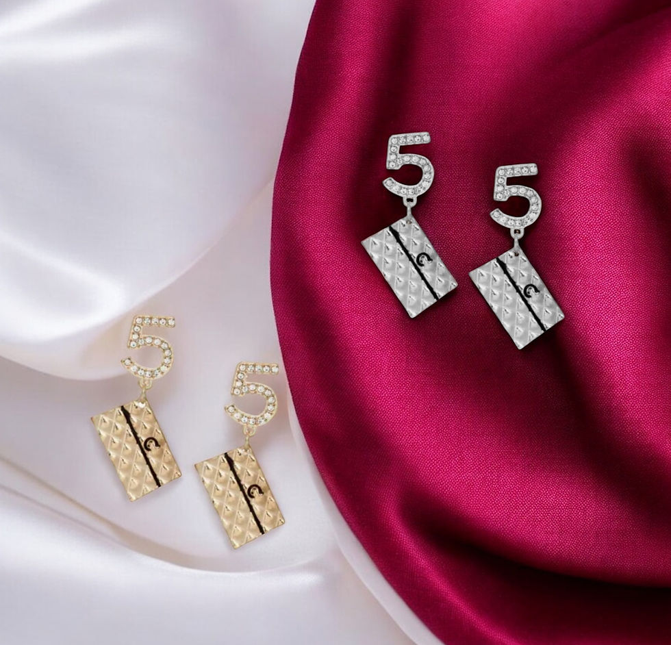 Thumbnail: DABC Fashion #5 Quilted Bag Drop Earrings