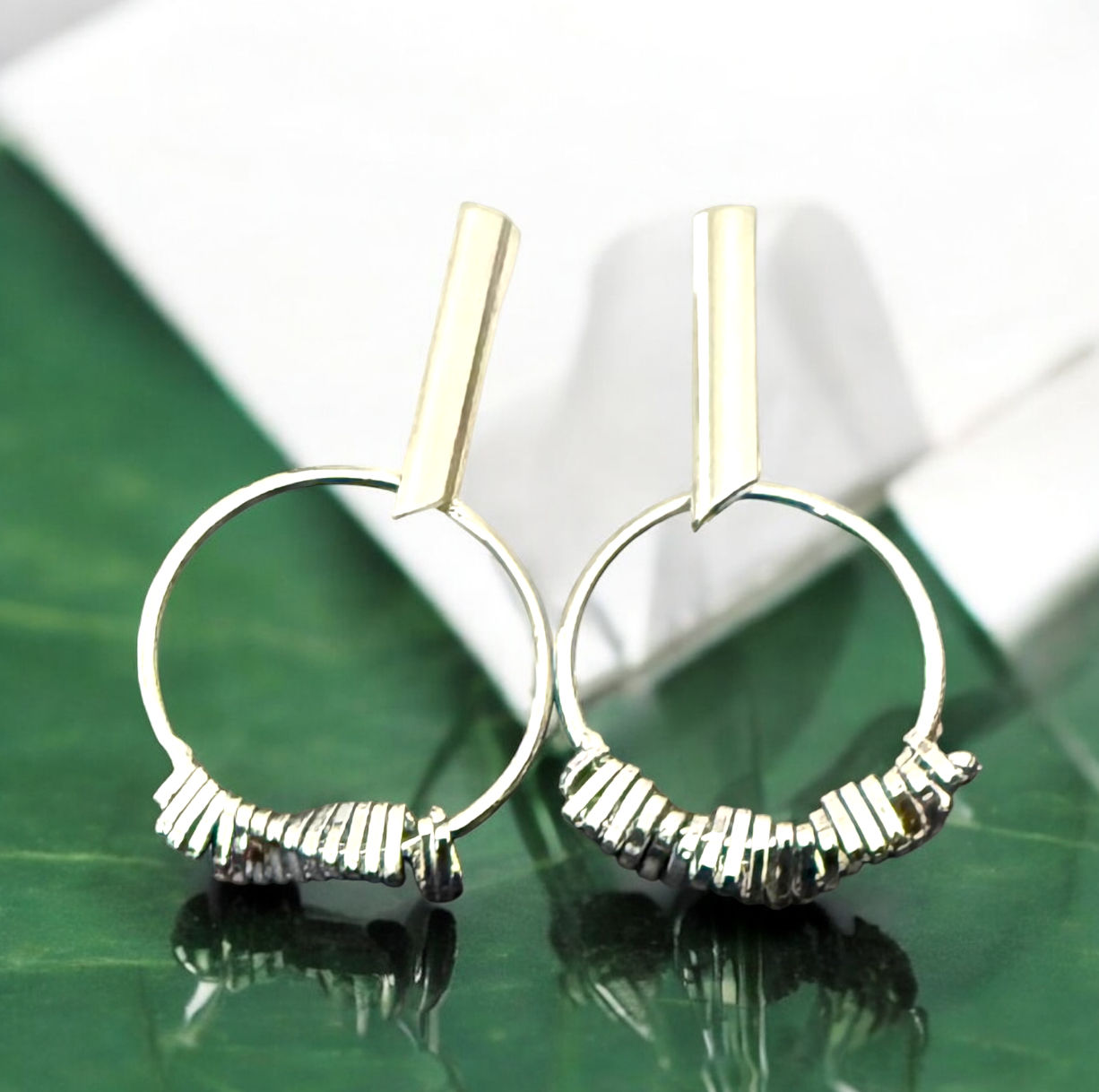 DABC Round Silver Minimalist Earrings